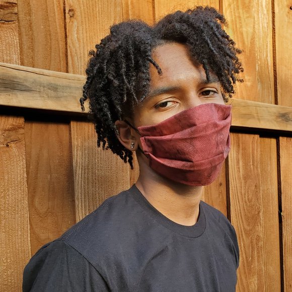 Burgundy Tye Die ReversibeCotton Face Mask,Rse/Wsh - Picture 4 of 5